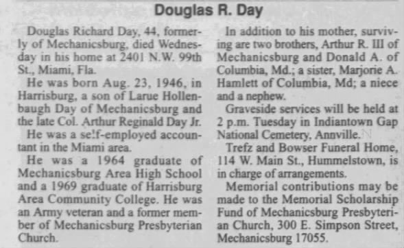 Obituary for Douglas Richard Day (Aged 44)
